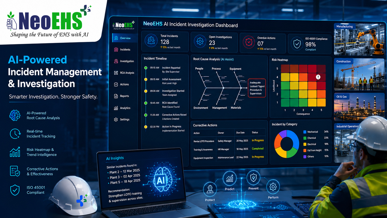 ISO 45001 incident management and investigation with AI-powered NeoEHS EHS software