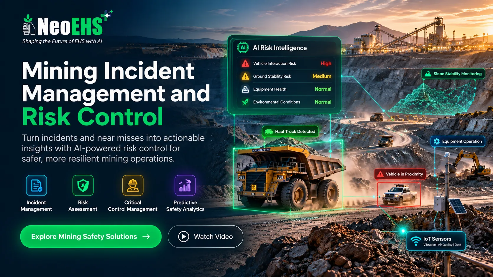Mining incident management and risk control using AI-powered safety intelligence in an open-pit mine