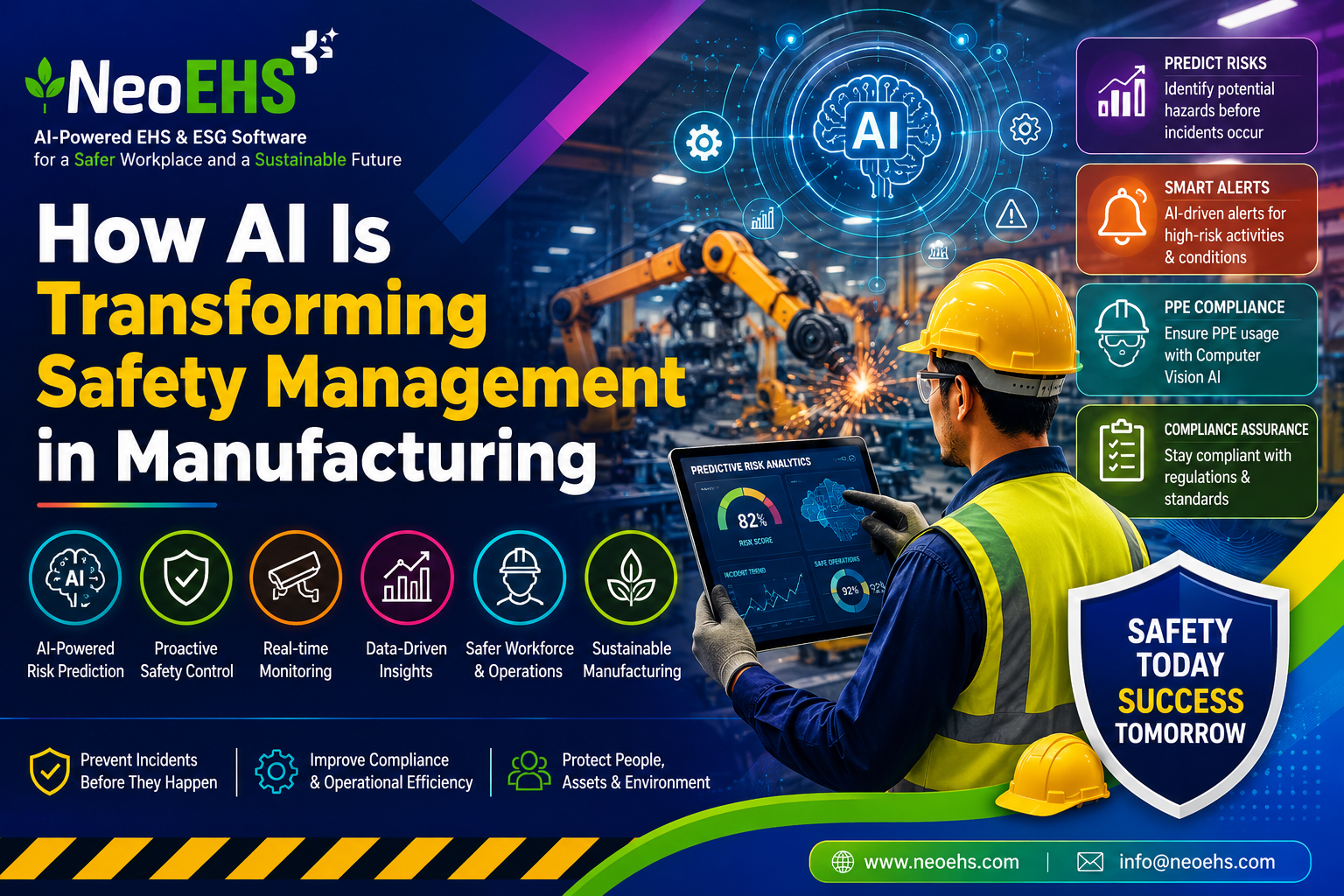 AI-powered safety management software helping manufacturing teams identify workplace risks and improve EHS safety