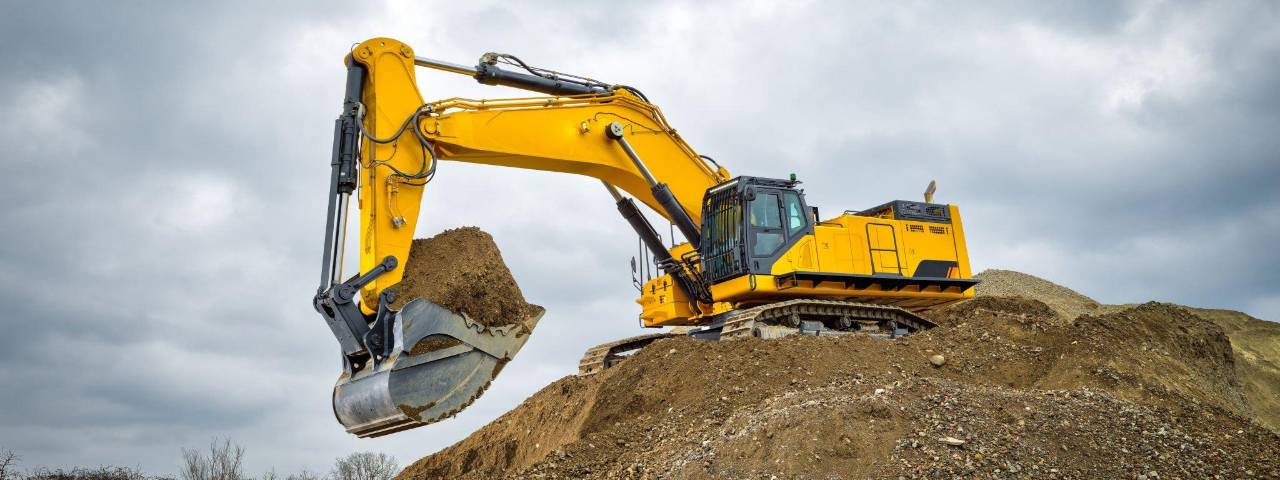 Excavation work underway at a mining site