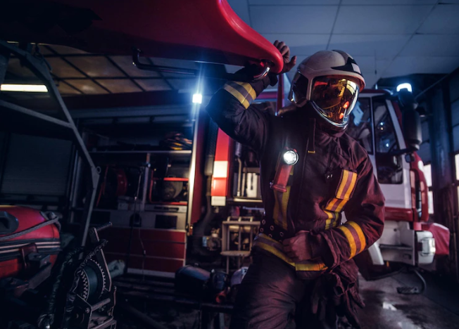 Person in safety gear taking accident prevention measures